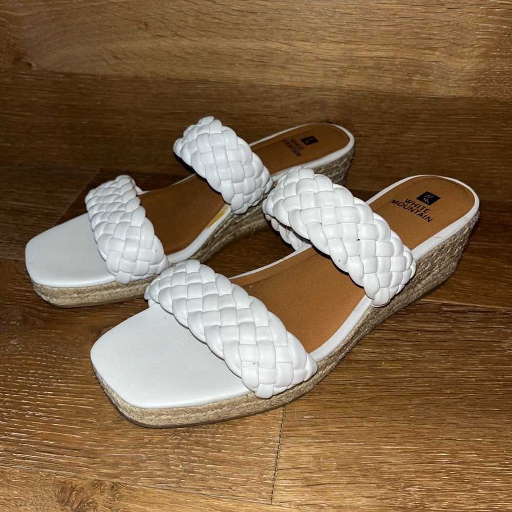 White Mountain Braided Wedge Sandals Espadrille 8.5 - Picture 2 of 7